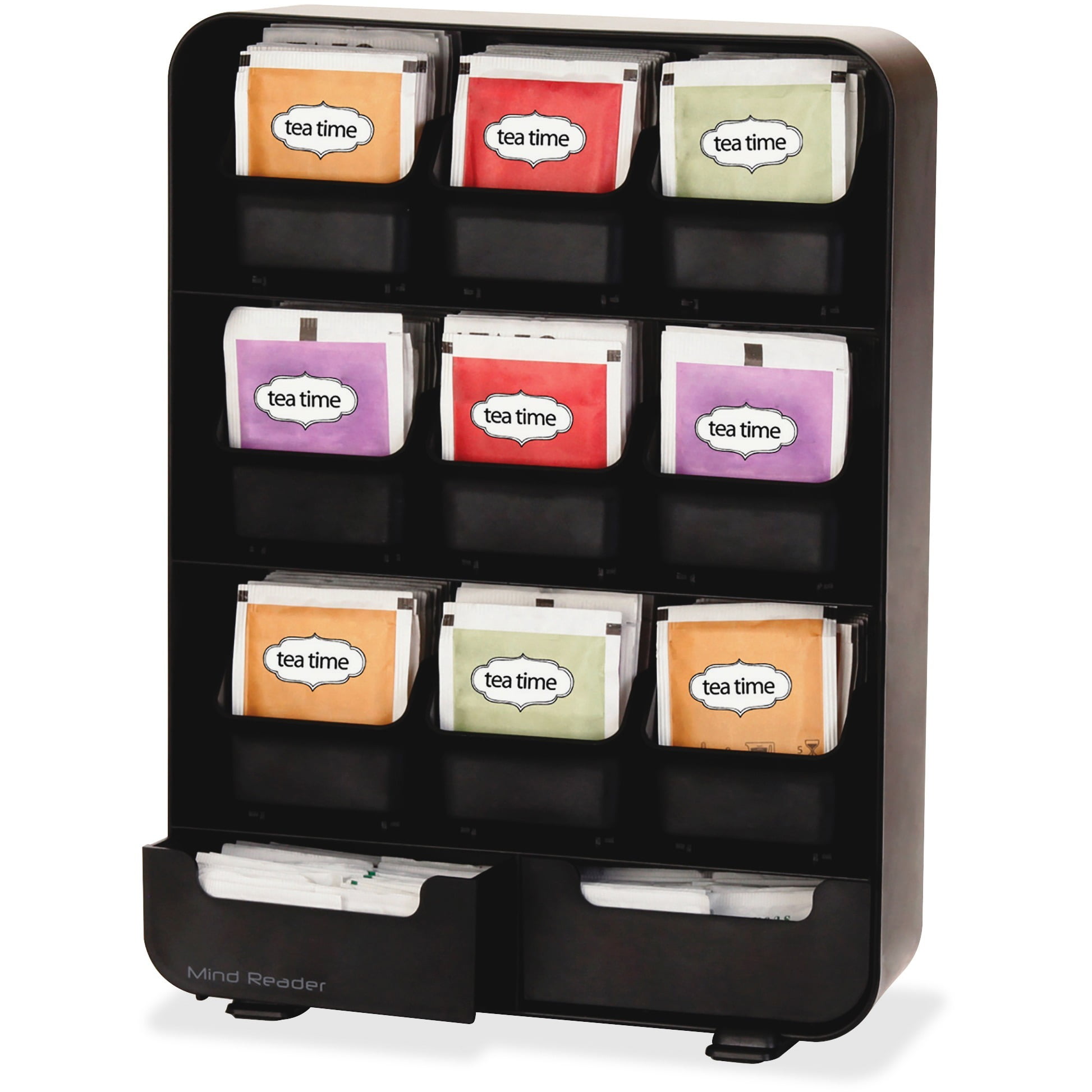 Mind Reader 9 Removable Drawers Tea Bag Holder And Condiment Organizer White