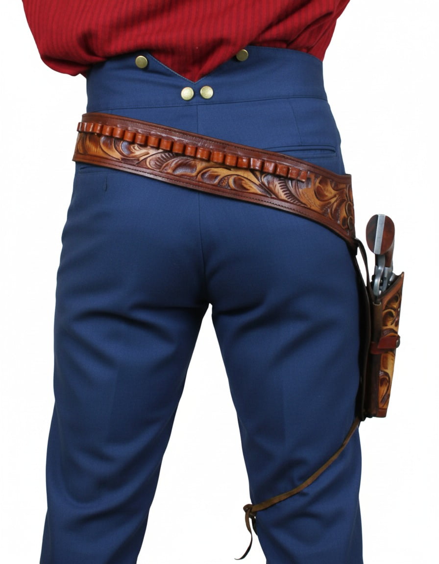TJAYZ Western Drop Loop Leather Gun Belt and Holster, Right Hand, 44/45 Caliber, HARVEST 42"