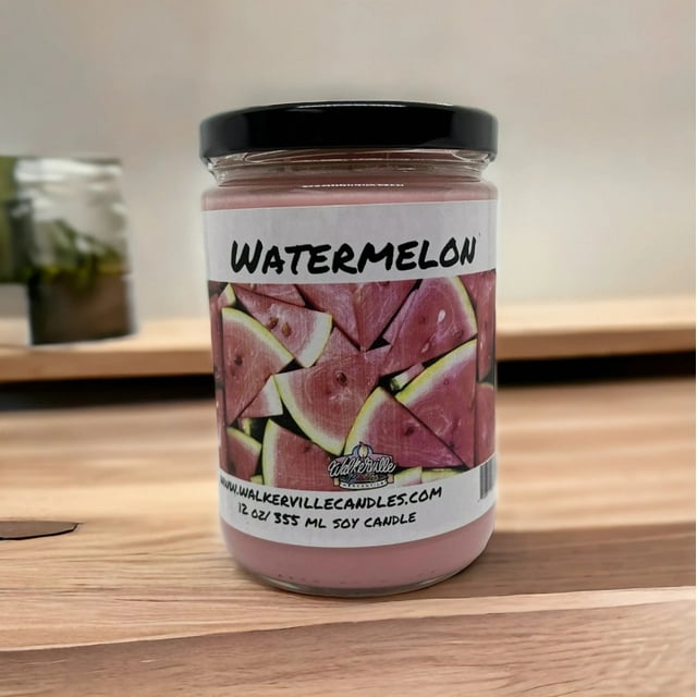 Watermelon Vegan Coconut Soy 12 oz/ 355 ml Candle Hand-poured, Eco-friendly, Clean Burning, Fruity