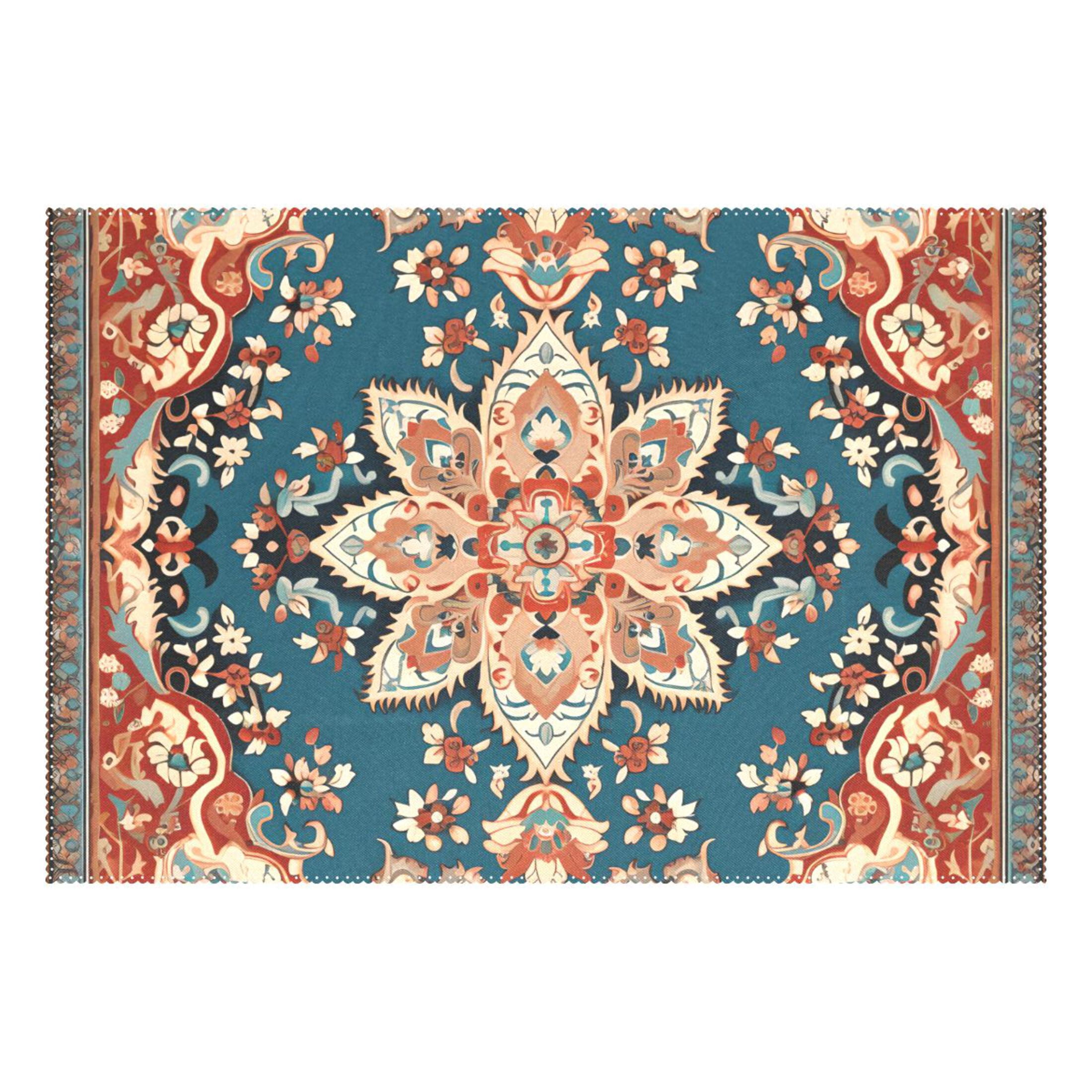 Bohomia Pattern Vintage 12×18 inch Placemats Heat Resistant Washable Foldable Rectangular Placemats Set Decoration Indoor Outdoor for Kitchen Dining Table 6PCs