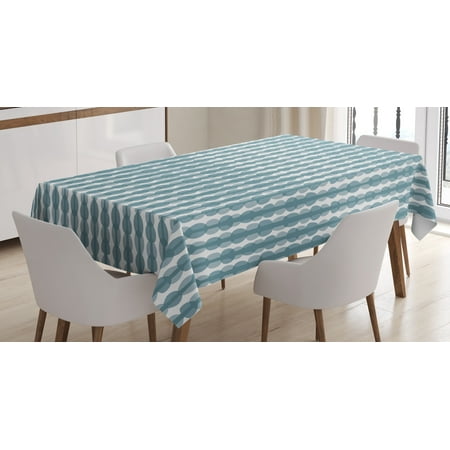 - Grey Blue Tablecloth, Sketch Style Illustration of Stripes with Oval Shapes Hand Drawn Composition, Rectangular Table Cover for Dining Room Kitchen, 52 X 70 Inches, Bluegrey White, by Ambesonne