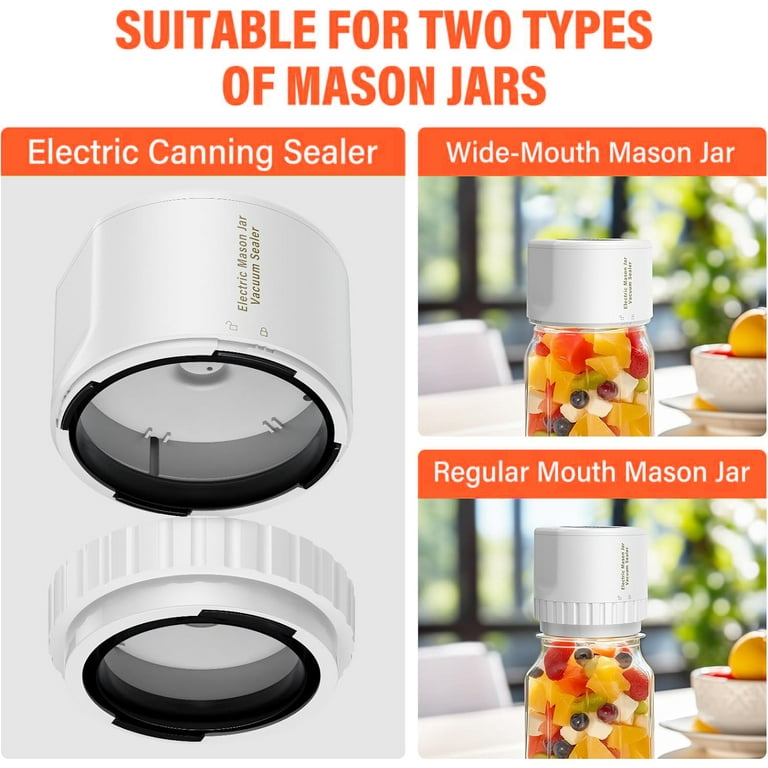 Mason Jar Vacuum Sealer - Electric Mason Jar Sealer Vacuum Sealing Kit, Vacuum  Sealer for Mason Canning Jars with Can Opener and Regular & Wide Mouth Mason  Jar Lids (White) 