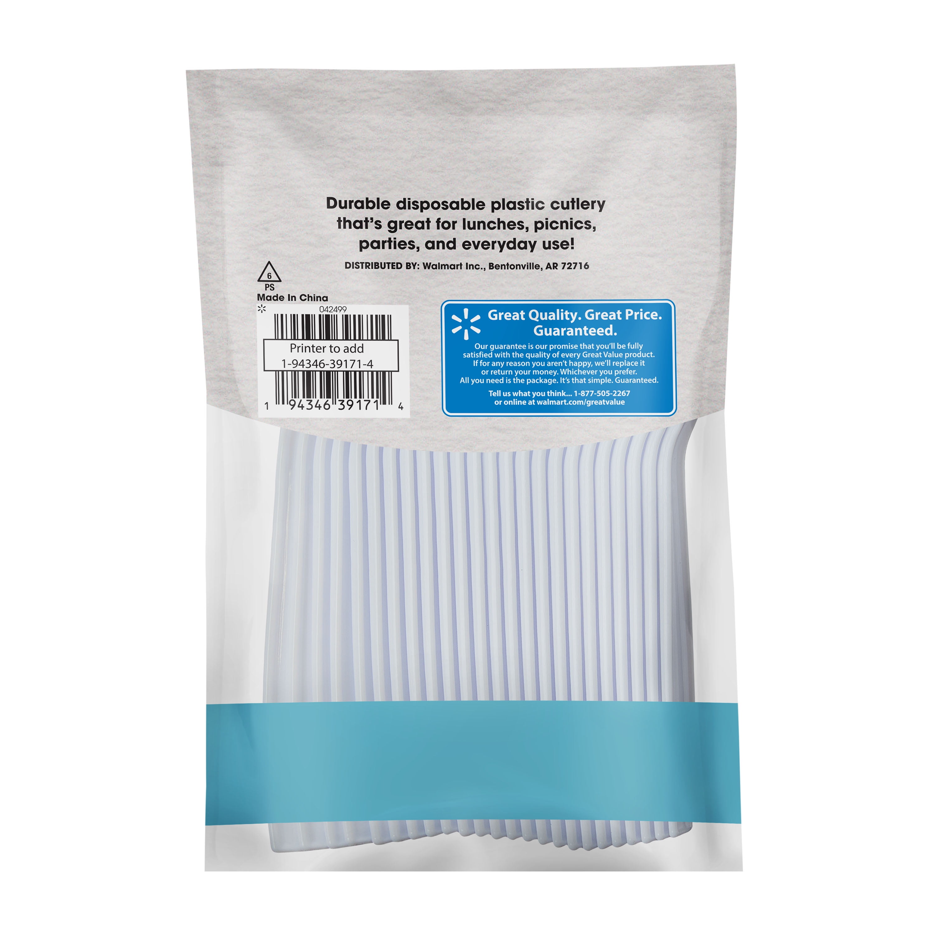 Great Value Plastic Basic White Spoons, 24 Count