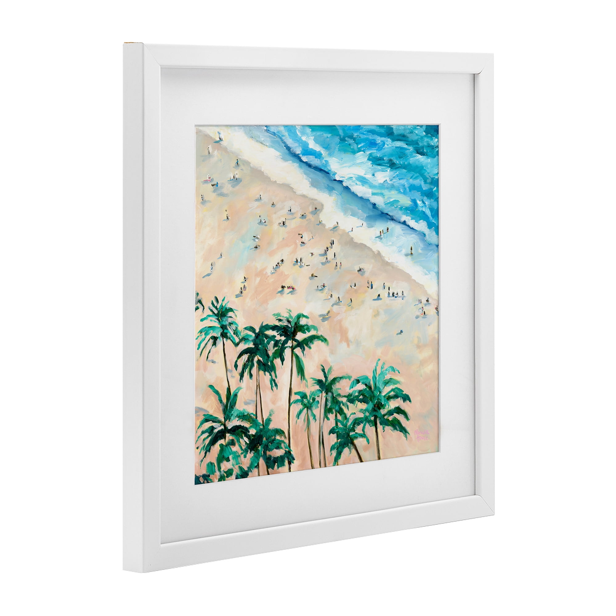 Stupell Industries Waikiki Beach Overview White Framed Print Under Glass, design by Meredith Howse
