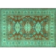thumbnail image 1 of Ahgly Company Machine Washable Indoor Rectangle Persian Turquoise Blue Traditional Area Rugs, 7' x 10', 1 of 4