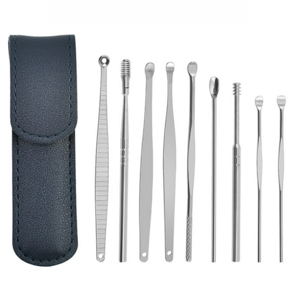 Clearance! beishanbush Tool Bag 9 Piece Portable Ear Wax Removal Kit Stainless Ear Acupuncture Ear Wax Cleaning Tool Double End Earpick Ear Cleaner One Size Multi-Color