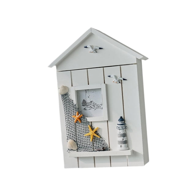 simhoa Mediterranean Style Key Cabinet Versatile for Living Rooms Apartment Doorway lighthouse pattern