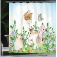 thumbnail image 3 of Sonernt Cat Shower Curtain, Kittens in Flower Meadow Field Happy Cats Family Butterfly Cartoon Print, Cloth Fabric Bathroom Decor Set with Hooks,72x72inch, Soft Blue White Multicolor, 3 of 6