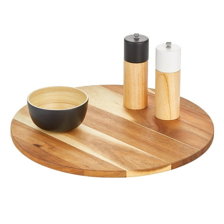 mDesign Acacia Wood Lazy Susan Turntable Spinner for Kitchen Cabinet  Pantry  Fridge  Cupboards  or Counter Organizing  Fully Rotating Organizer for Food  Spices  and Condiments  16  Round - Natural