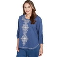 thumbnail image 3 of Alfred Dunner Womens Plus-Size Embroidery Centered Tie Sleeve Top, 3 of 4