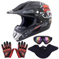 thumbnail image 1 of Casco de moto OUMURS para adultos, moto cross bike con gafas y guantes, color negro, 1 of 9