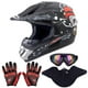 thumbnail image 1 of Casco de moto OUMURS para adultos, moto cross bike con gafas y guantes, color negro, 1 of 9