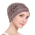 thumbnail image 7 of New Scarf Cap Flower Turban Cancer Chemo Beanies Cap Turban Hats Women  Hijab Headwrap Headwear COFFEE, 7 of 7
