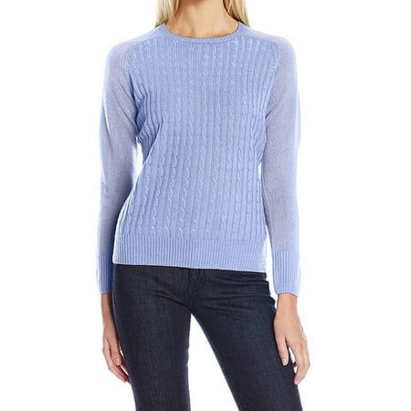 Womens Sweater Cornflower Small Cable-Front Pullover S