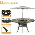 thumbnail image 5 of 9-Piece Patio Furniture Dining Set, All Weather Cast Aluminum Outdoor Conversation Set- 61" Round Patio Dining Table with Detachable Lazy Susan & 8 Cushioned Chairs, Umbrella Hole, Khaki, 5 of 9