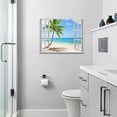thumbnail image 6 of Beach Bathroom Wall Art Beach Coastal Pictures Wall Decor Blue Sea Canvas Painting Print Palm Tree Tropical Ocean Nautical Wall Decor 3D Window View Artworks Framed for Living Room Bedroom 16"x12", 6 of 6