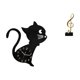 thumbnail image 1 of Reloj de pared con figura de gato y nota musical, escultura para decoración de escritorio, material de resina acrílica, adecuado para guardería, sala, 1 of 8