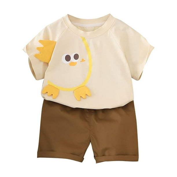 Odeerbi 0-6 Años Niños Niñas Conjuntos de Verano Dinosaurio Algodón Camiseta de Manga Corta Pantalones Cortos Vaqueros Conjunto de Dos Piezas Vaqueros Estampados