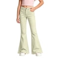 thumbnail image 3 of HAJWOH Girls Flare Pants High Waist Slim Fit School Uniform Y2K Bell Bottoms | Back to School Trousers with Pockets, 3 of 7