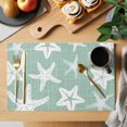thumbnail image 2 of Coastal Starfish Placemats Set of 4, Mint Green Nautical Vintage Marine Life Washable Wipeable Table Mats for Dining Tables, Indoor Outdoor Kitchen Place Mats for Holiday Party Table Decor, 2 of 9