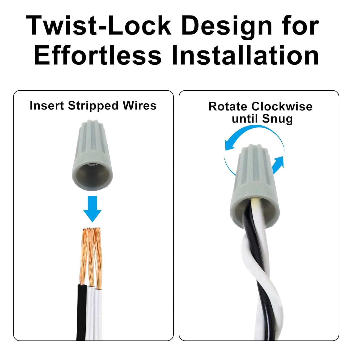 100-pack wire caps 122-16 gray, with spring lock and insulated electrical connection twist-on screw connectors, suitable for household and commercial wiring projects