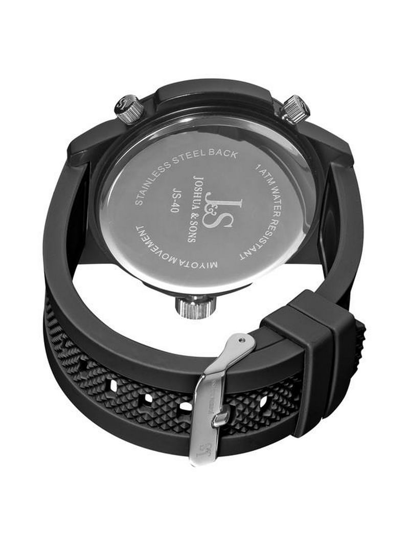 Joshua & Sons JS-40-YL Swiss Quartz Triple Time Zone Silicone