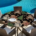 thumbnail image 6 of Black Christmas Round Tablecloth, Fitted Table Cover with Elastic for 55"-60" Round Tables, Xmas Tree Gingerbread Snowman Winter Table Cloth Outdoor Indoor Dinning Party Waterproof Tablecloths, 6 of 7