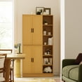 thumbnail image 5 of 63" Tall Kitchen Pantry, Kitchen Pantry Cabinet with 4 Doors and Adjustable Shelves, Storage Cabinet for Dining Room, Laundry Room, Oak, 5 of 7