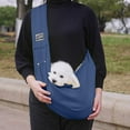 thumbnail image 2 of YAYUBA Small Dog Carrier Sling Dog Sling Carrier for Small Dogs Puppies Cats, Big Pouch Safety Leash Pet Sling Carrier for Walking Outdoor Travel,BU2, 2 of 3
