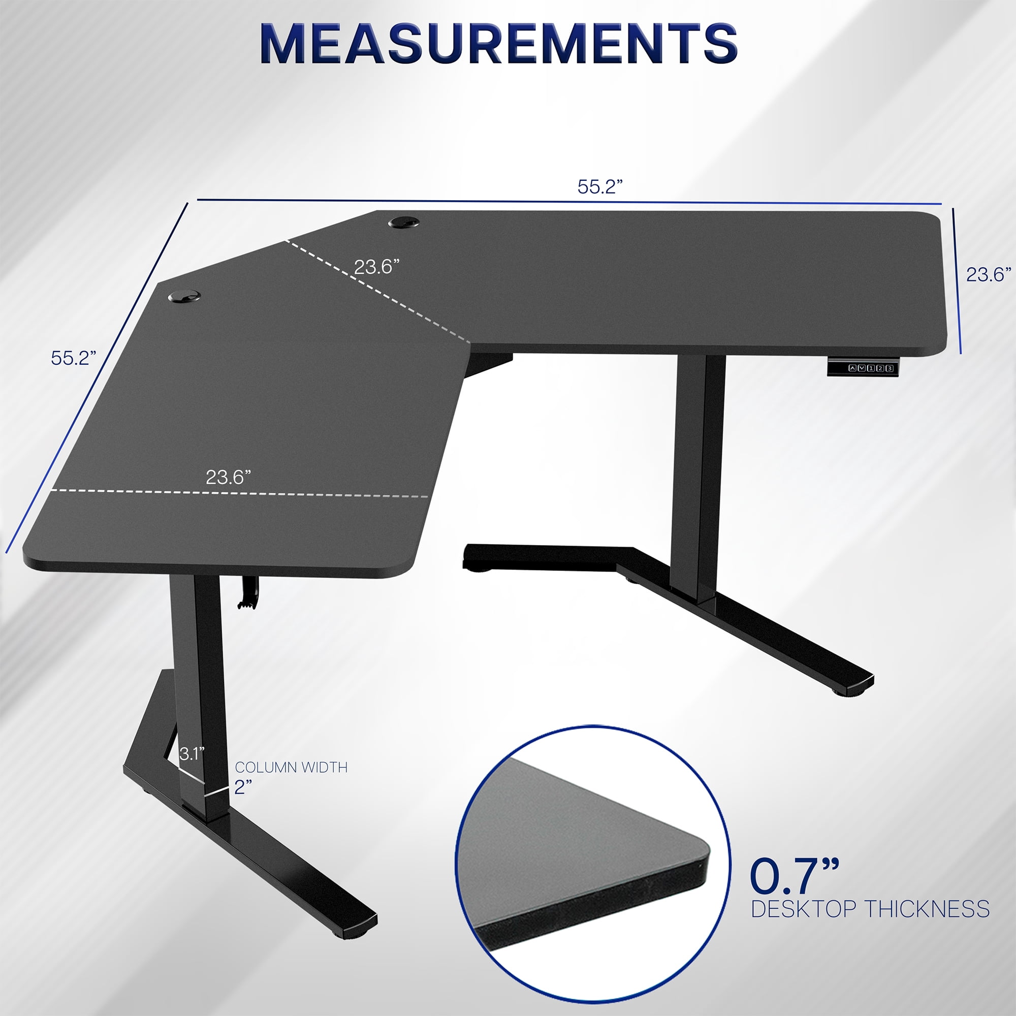 VIVO Black Electric 55" x 55" Corner Standing Desk, L-Shaped Workstation