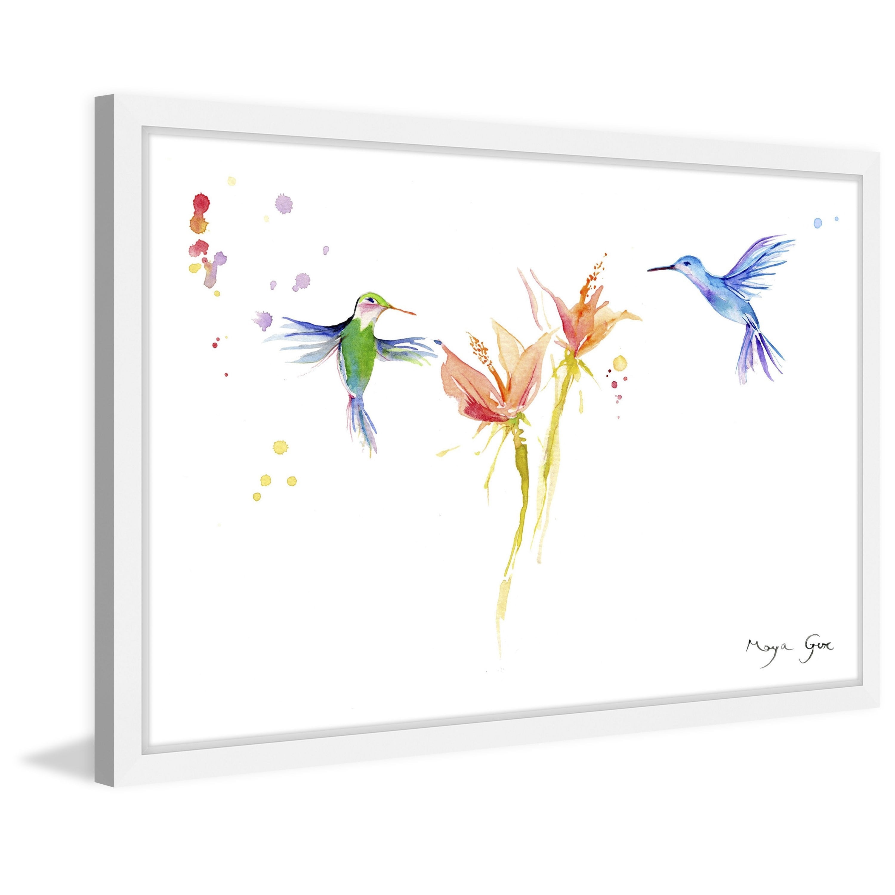 Marmont Hill "Hummingbirds Hover" by Maya Gur Framed Painting Print