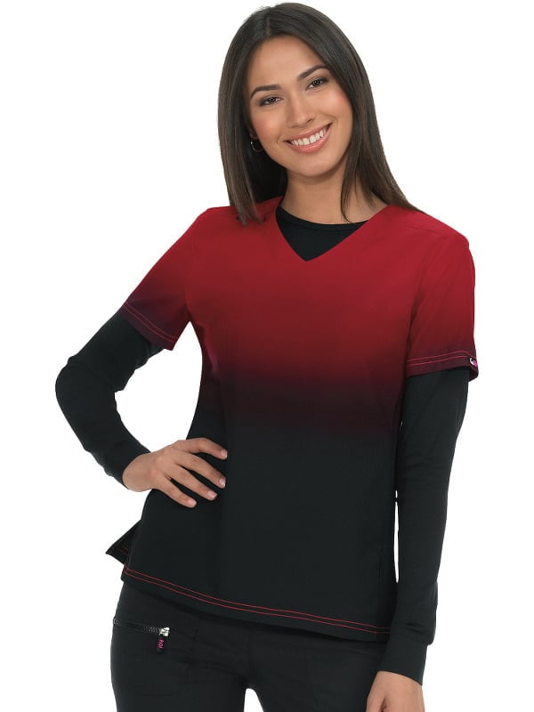 koi Lite Women's Reform VNeck Ombre Print Scrub Top