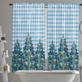 thumbnail image 3 of Blue Plaid Christmas Tree Kitchen Curtain 2 Panels Curtains 72 Inch Length, Winter Snowflake Xmas Tree Curtains Rod Pocket Curtains Window Drapes Treatment Window Cafe Curtains, 3 of 5
