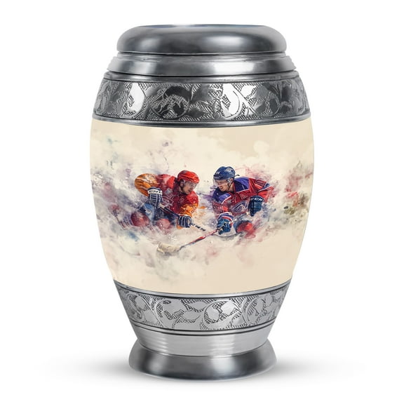KARYLIZ Ice Hockey Urn - Cremation Urn For Ashes For Women & Men - White Funeral For Cremation Urns For Human Ashes Adult Man - Large Urns For Human Ashes Adult Female