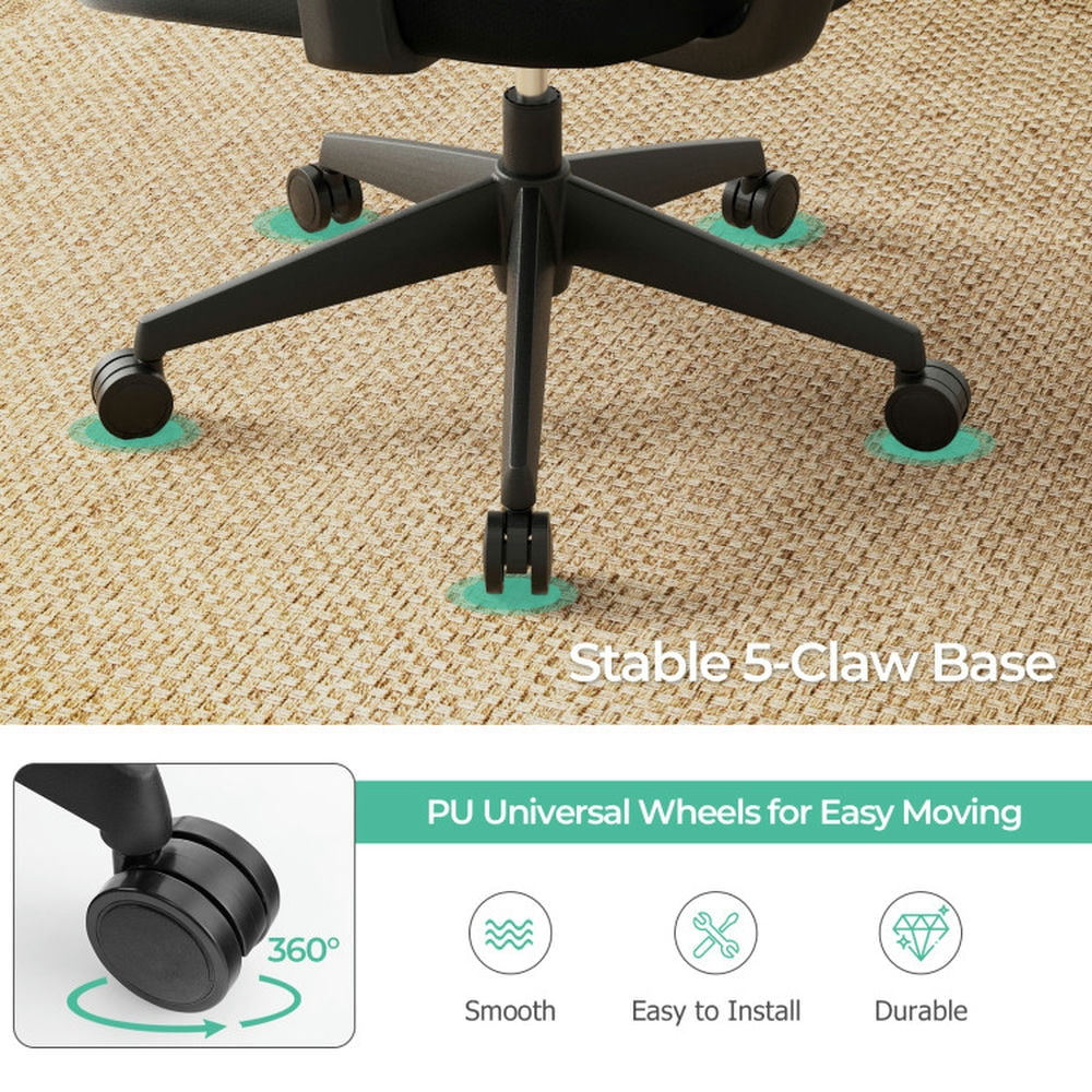 Demi Bonn Ergonomic Office Chair with N Type Lumbar Support and Adjustable Headrest, Rolling Work Computer Desk Chair, Black