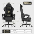 thumbnail image 5 of Luxvie Gaming Chair with Footrest Velvet Fabric High Back Ergonomic Gamer Chair with Headrest and Massage Lumbar Cushion Racing Reclining Video Game Chair for Adults, Black, 5 of 11