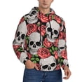thumbnail image 2 of Naloa Skull and Roses Men's Casual Hooded Collar Drawstring Hoodies Pullover Sweatshirts Casual Long Sleeve Shirts-3X-Large, 2 of 7