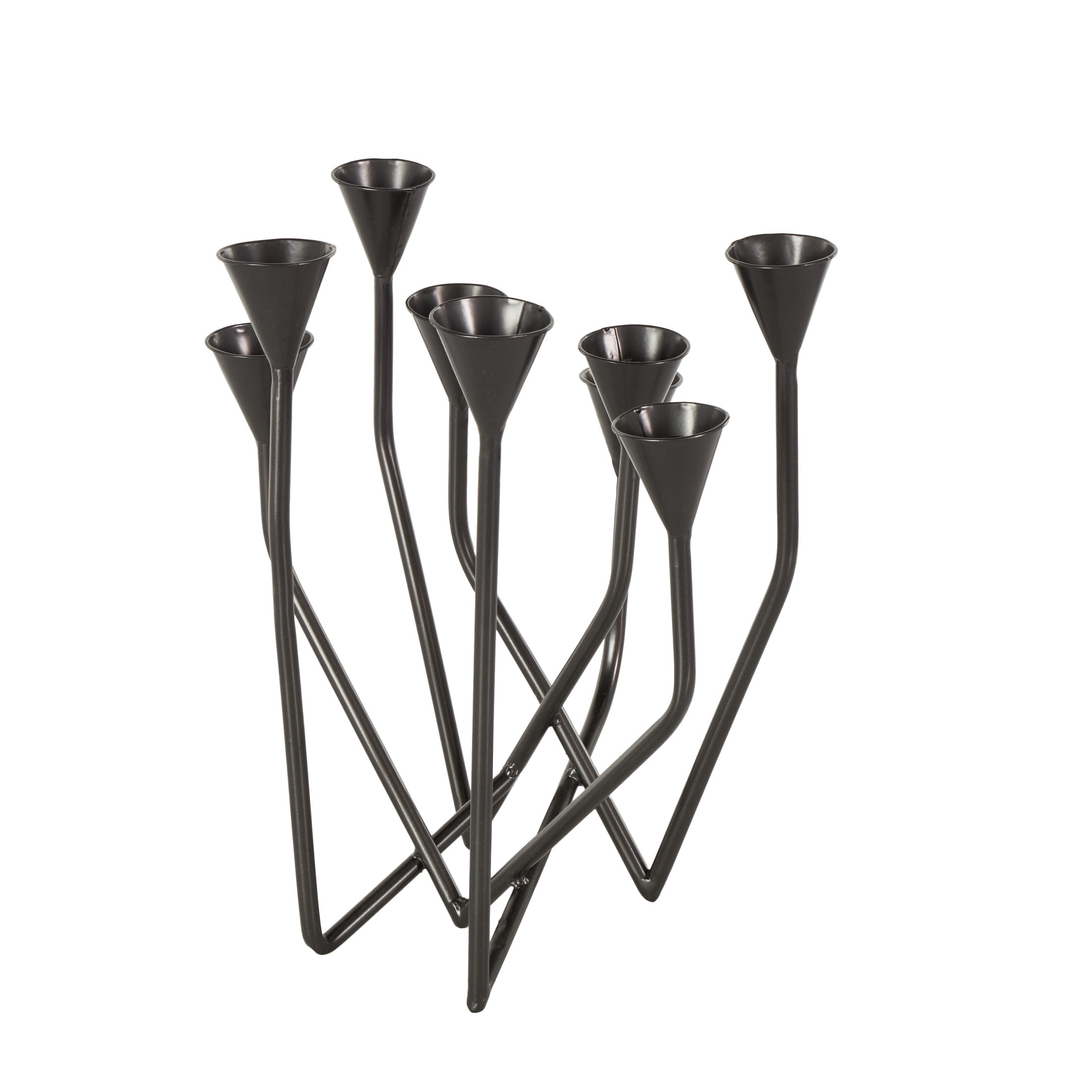 DecMode 9 Holder Black Metal Taper Candelabra