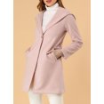 thumbnail image 5 of MODA NOVA Juniors Winter Faux Suede Lapel Hooded Wrap Belted Long Trench Coat, 5 of 6