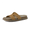 Chestnut, variant on Wisdom Womens Suede Sandals | Genuine Leather Slides with Cutout Strap | Slip On Cork Footbed Slide Sandals for Women