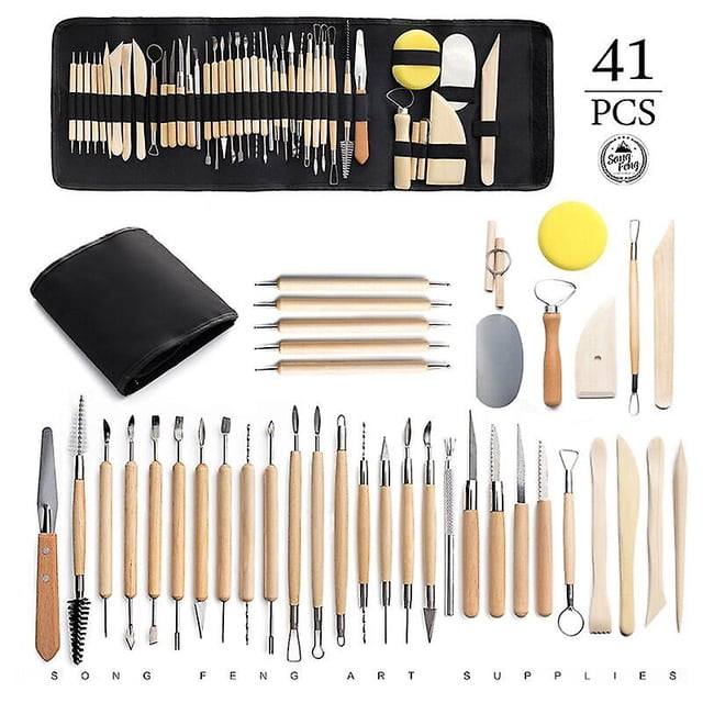 Cincel para esculpir arcilla, herramienta para modelar cerámica, 41 Uds., para alfarero, cerámica, artista Diy, con bolsa de almacenamiento