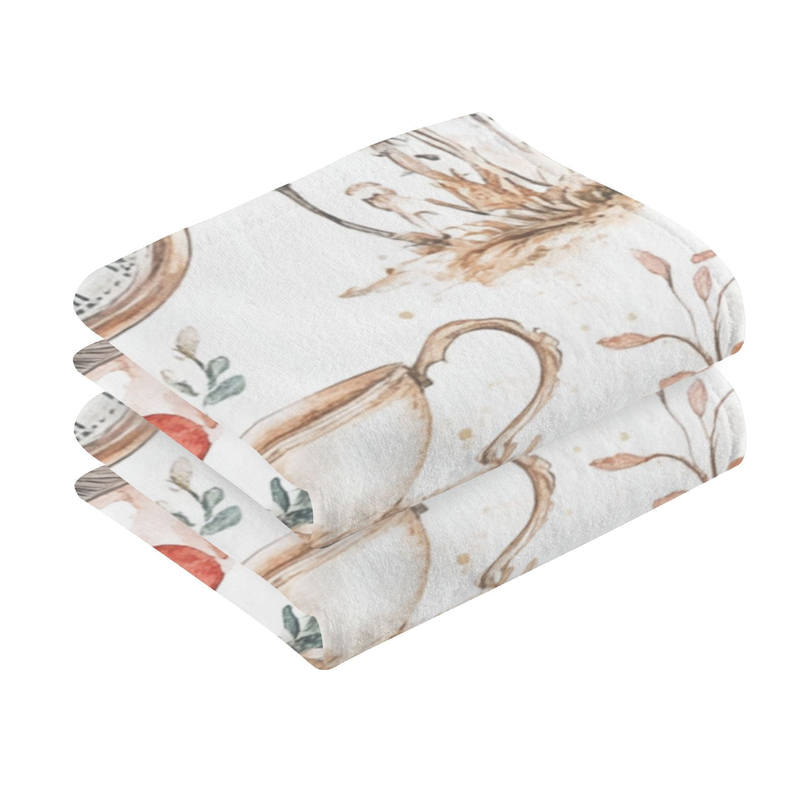 Mushrooms Roses Clocks Hand Towels Cotton Bath Towels Large Face Towels Absorbent for Bathroom 2 Packs