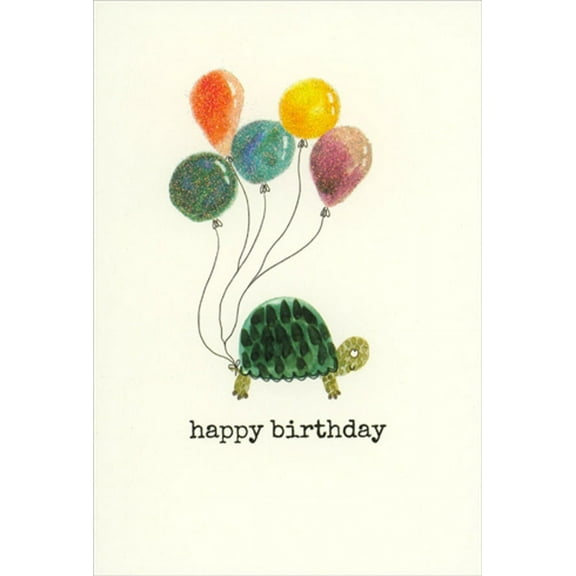 Pictura Turtle and Balloons Belated Birthday Card