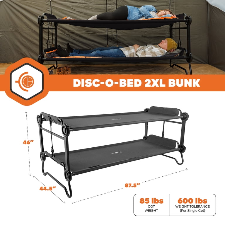 Disc-O-Bed, Outdoor Convertible Camping Cot, 2XL, Black - Walmart.com
