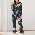 thumbnail image 2 of Kdxio Space Women's Pajama Sets Long Sleeve Button Down Sleepwear Nightwear Soft Pjs Lounge Sets-X-Large, 2 of 7