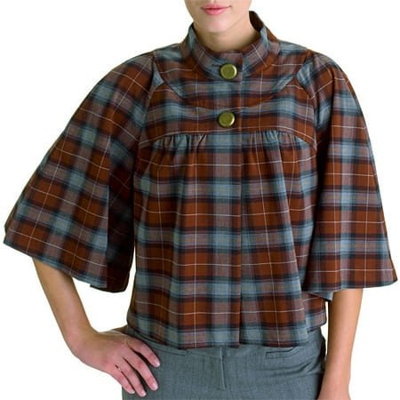Juniors Elite Plaid Capelet Jacket