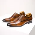 thumbnail image 6 of Men's Leather Formal Dress Oxfords Lace Up Shoes Wedding Brown, 6 of 7