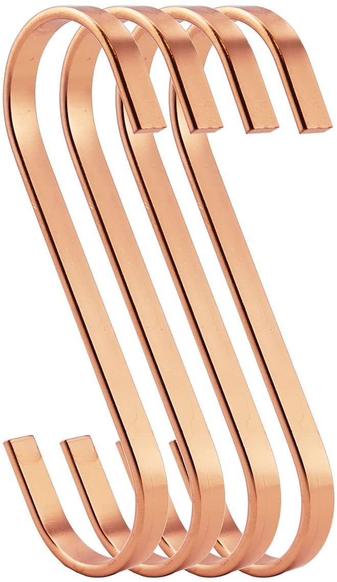 12Pack 4.5 Inch Rose Gold Chrome Finish Steel Hanging Flat Hooks S