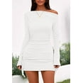 thumbnail image 3 of PRETTYGARDEN Women's Fall Off The Shoulder Dresses Casual Long Sleeve Ruched Side Slit Cocktail Party Bodycon Mini Dress, 3 of 10