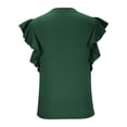 thumbnail image 5 of JGGSPWM Women's Fashion Relaxed Short Sleeve V Neck Solid Blouses Plus Size Button up Ruffle Sleeve Plain Soft Tops Green XXL, 5 of 6